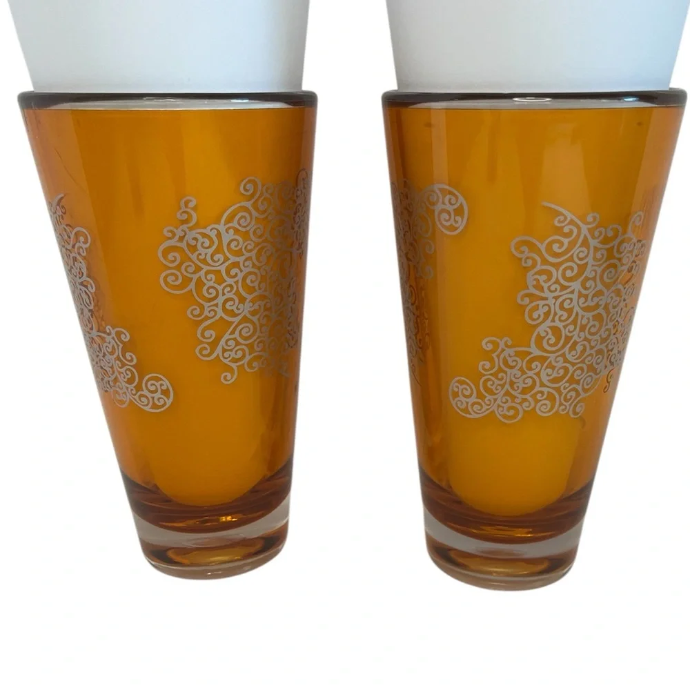 Starbucks Orange Highball Tumbler Filigree Baroque Rococo 2004 Collectible 20oz